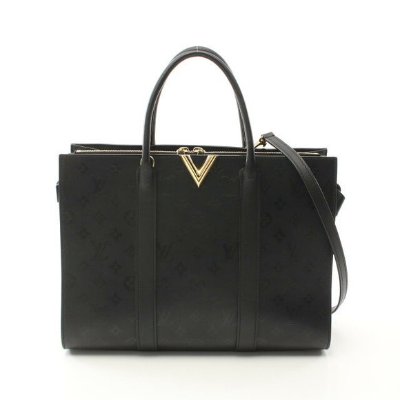 Louis Vuitton Very Tote GM Monogram Bag Black Calfskin Leather - Picture 1 of 7